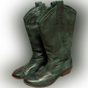 Green Leather Women's Boots